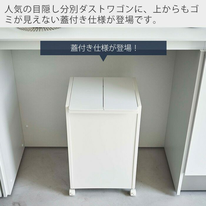 山崎実業 公式 蓋付き目隠し分別ダストワゴン タワー 2分別