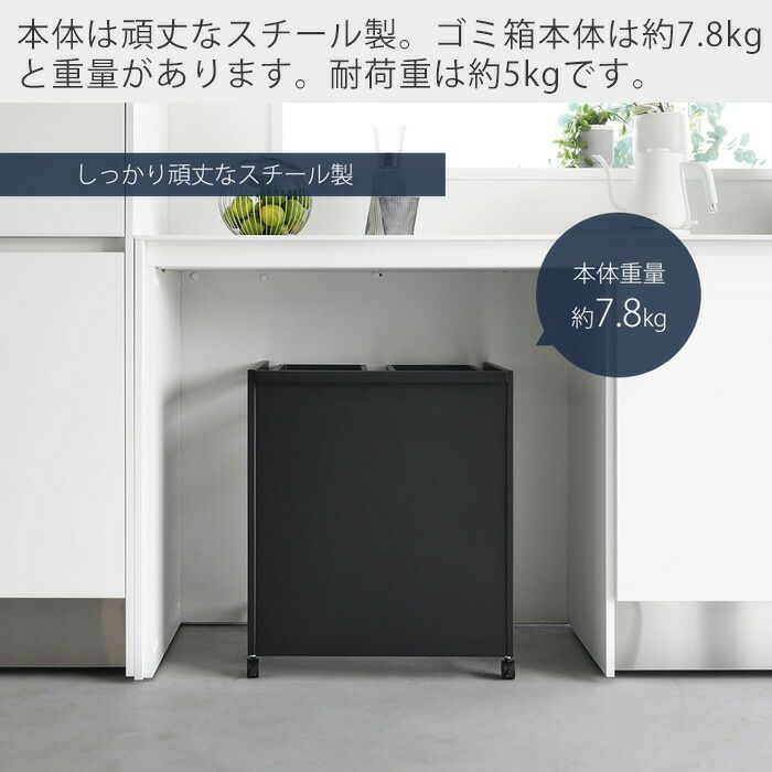 山崎実業 公式 目隠し分別ダストワゴン タワー 45L 2分別