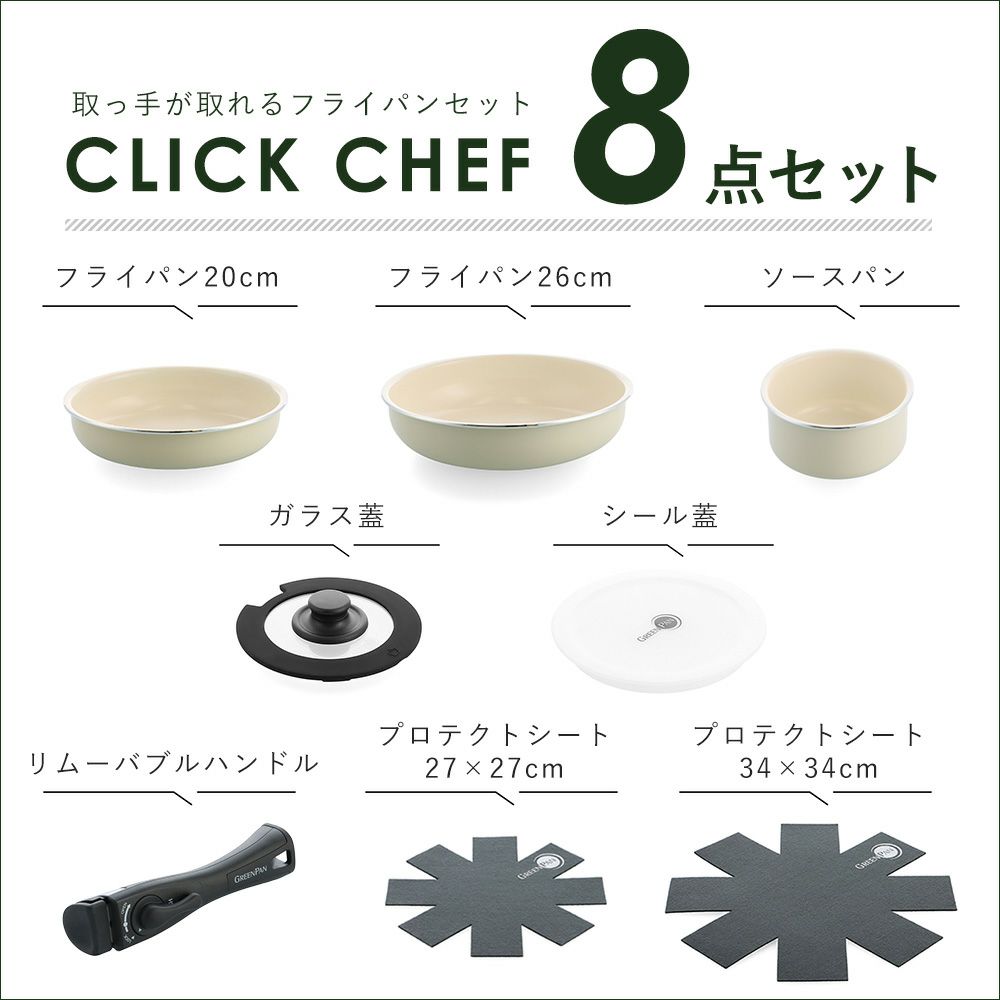 グリーンパン クリックシェフ セット8 | ヤマソロ公式