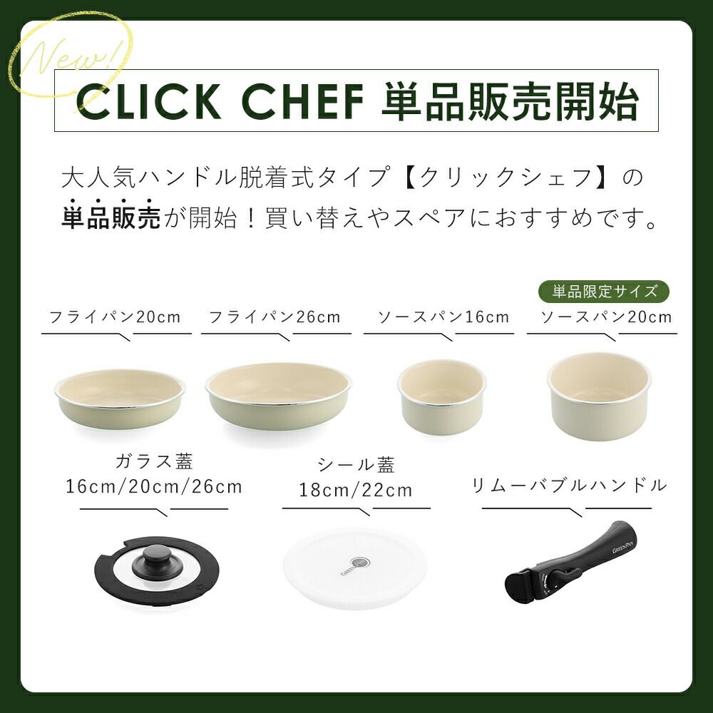 クリックシェフ フライパン グリーンパン（GREENPAN