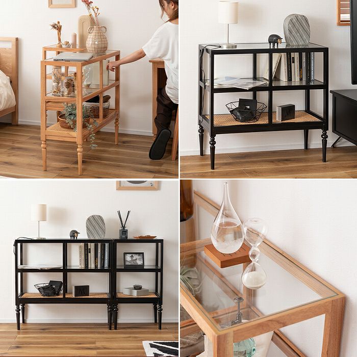 オープンシェルフ 3段 木製 ラタン W80 H75cm PM-513 | ヤマソロ公式