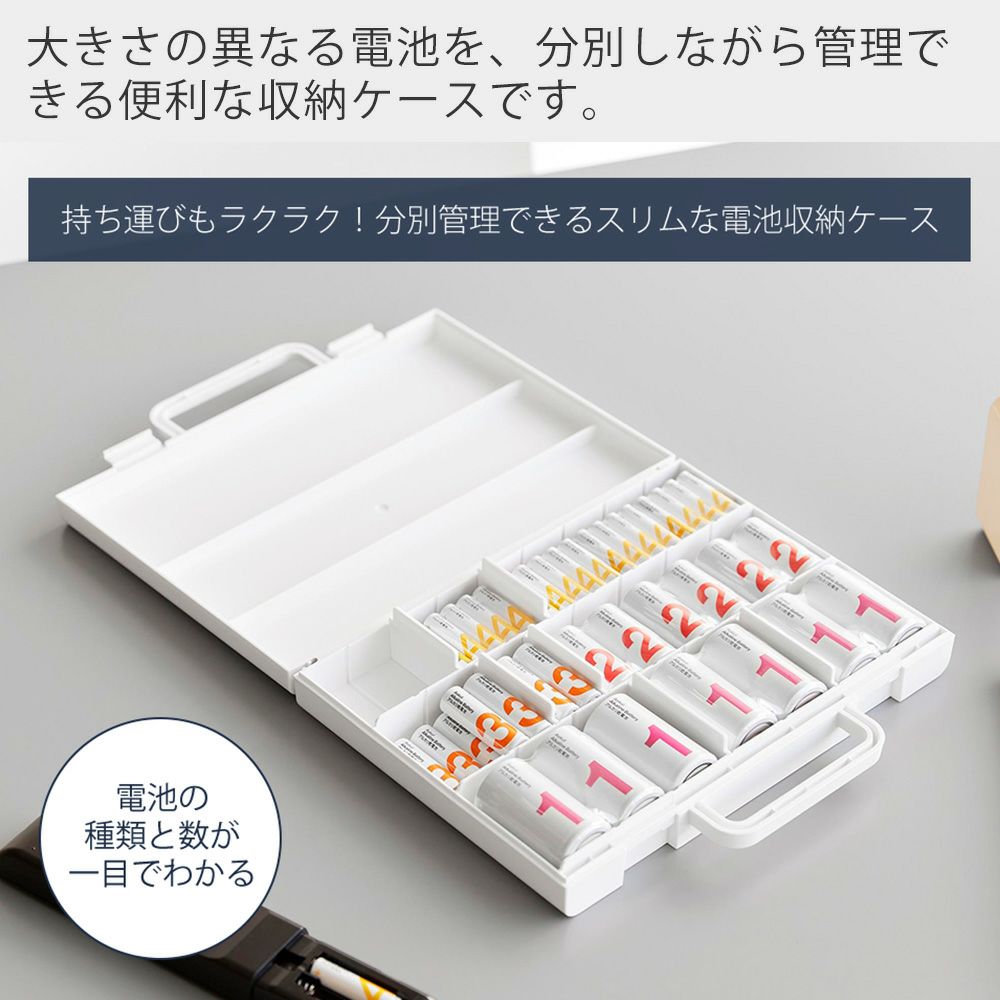 山崎実業 公式 ハンドル付きスリム分別電池ケース タワー 2.3L